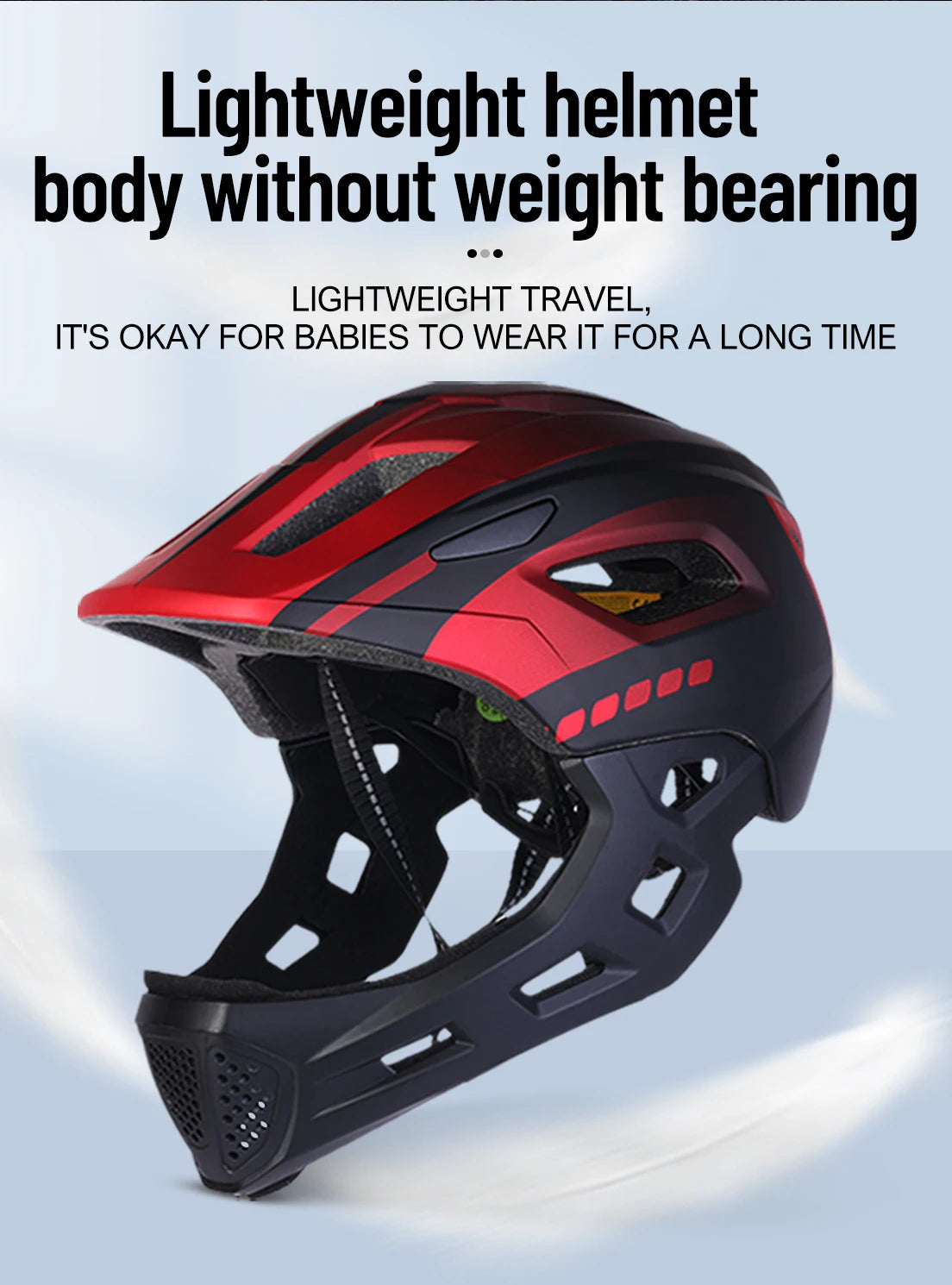 Eastinear Children's Bicycle Helmet LED Lightweight Adjustable Skateboard Roller Skating Full Face Detachable Riding Helmet