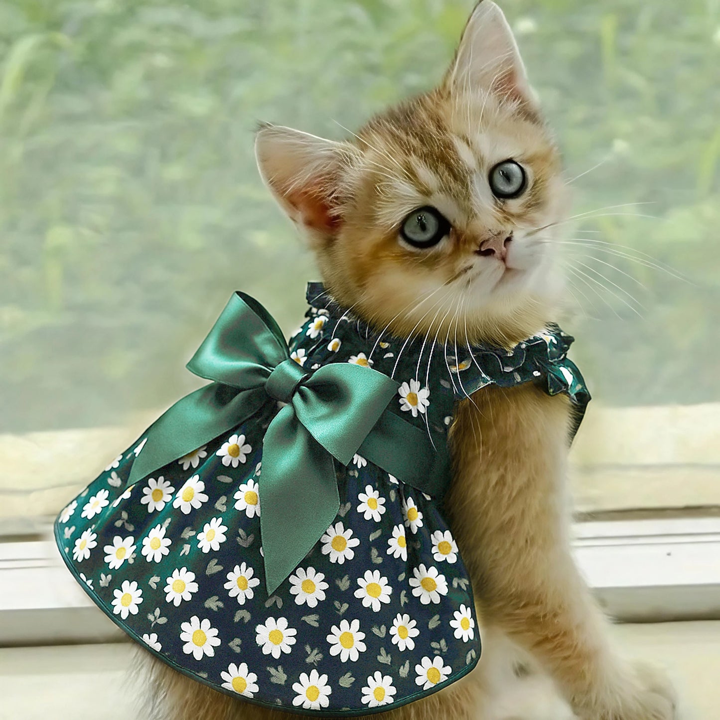 Cyan Floral Summer Pet Dress