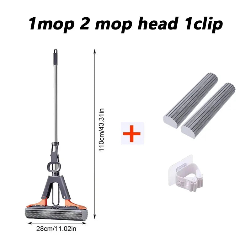 Floor Roller Mop PVA Sponge Floor Squeeze Mop For Cleaning Efficient Cleaning Absorbent Sponge Mop For Hardwood Tile Marble