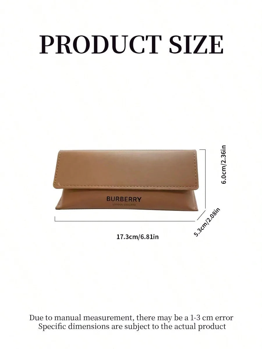 Burberry Wine Brown Leather Eyeglasses Case Luxury Hard Shell Protective Glasses Storage Box Designer Accessory For Women Perfec
