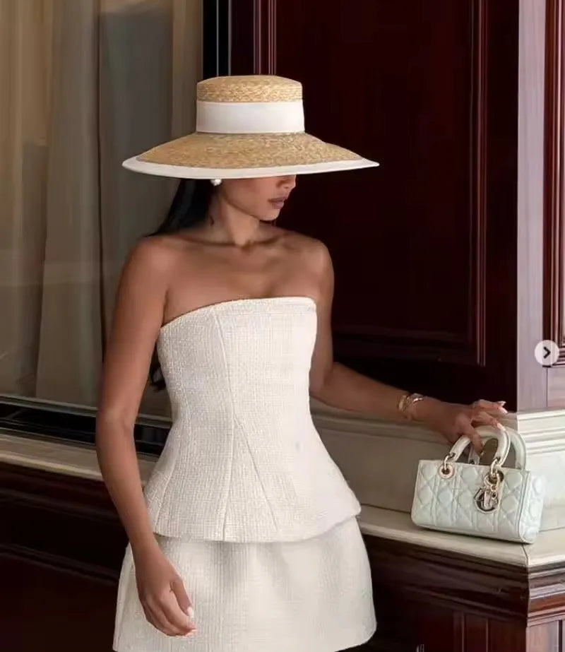 Metal RB letter summer straw hat for men and women summer outdoor vacation beach sun hat panama hat  beach accessories