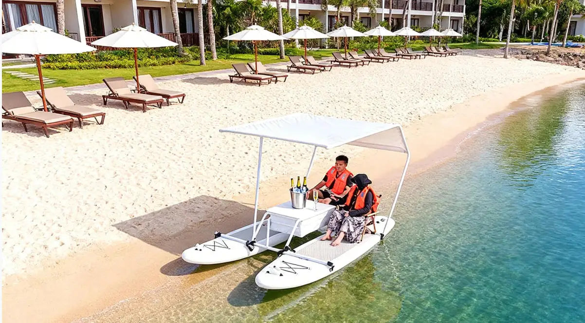 Outdoor DWF Luxury Floating Electric Catamaran Inflatable Boat with Motor for Home Residential or School Use