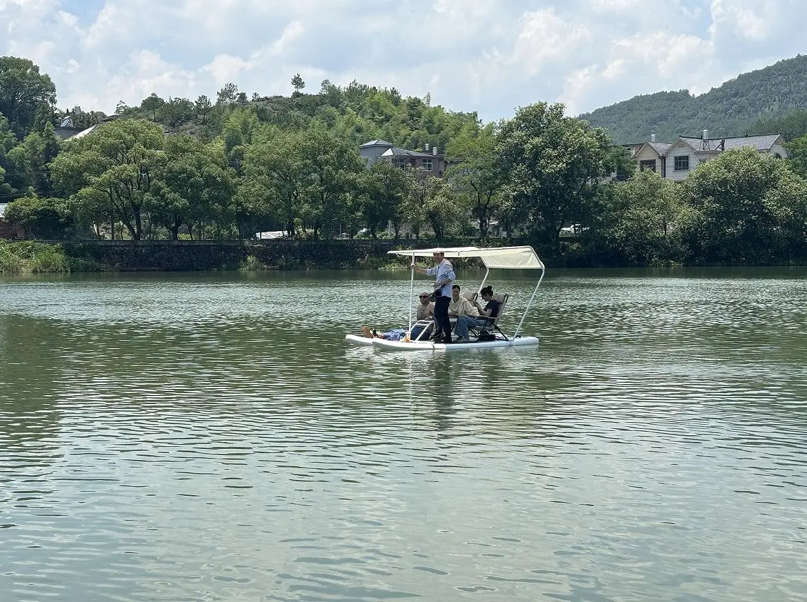 PVC Inflatable Electric Catamaran Boat 2 Person Yacht with Motor Water Amusement Fishing Boat for Sightseeing Cruising
