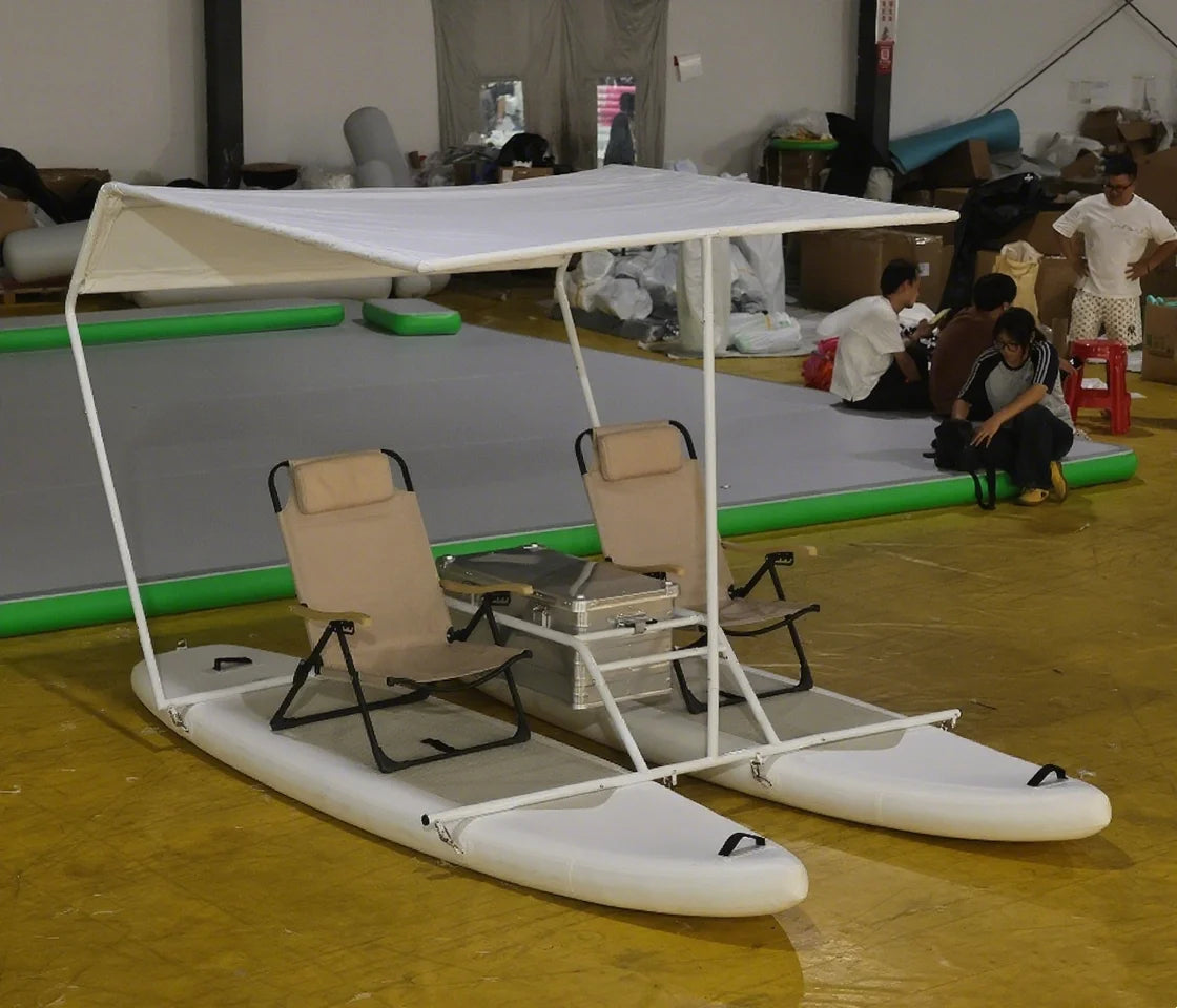 PVC Inflatable Electric Catamaran Boat 2 Person Yacht with Motor Water Amusement Fishing Boat for Sightseeing Cruising