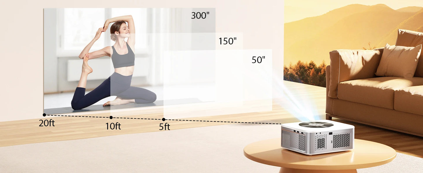 XIWBSY 1000Ansi AutoFocus Projector Bluetooth5.2 Android Projector 4K 8K Decode Video Audio Home Theater Portable Proyector