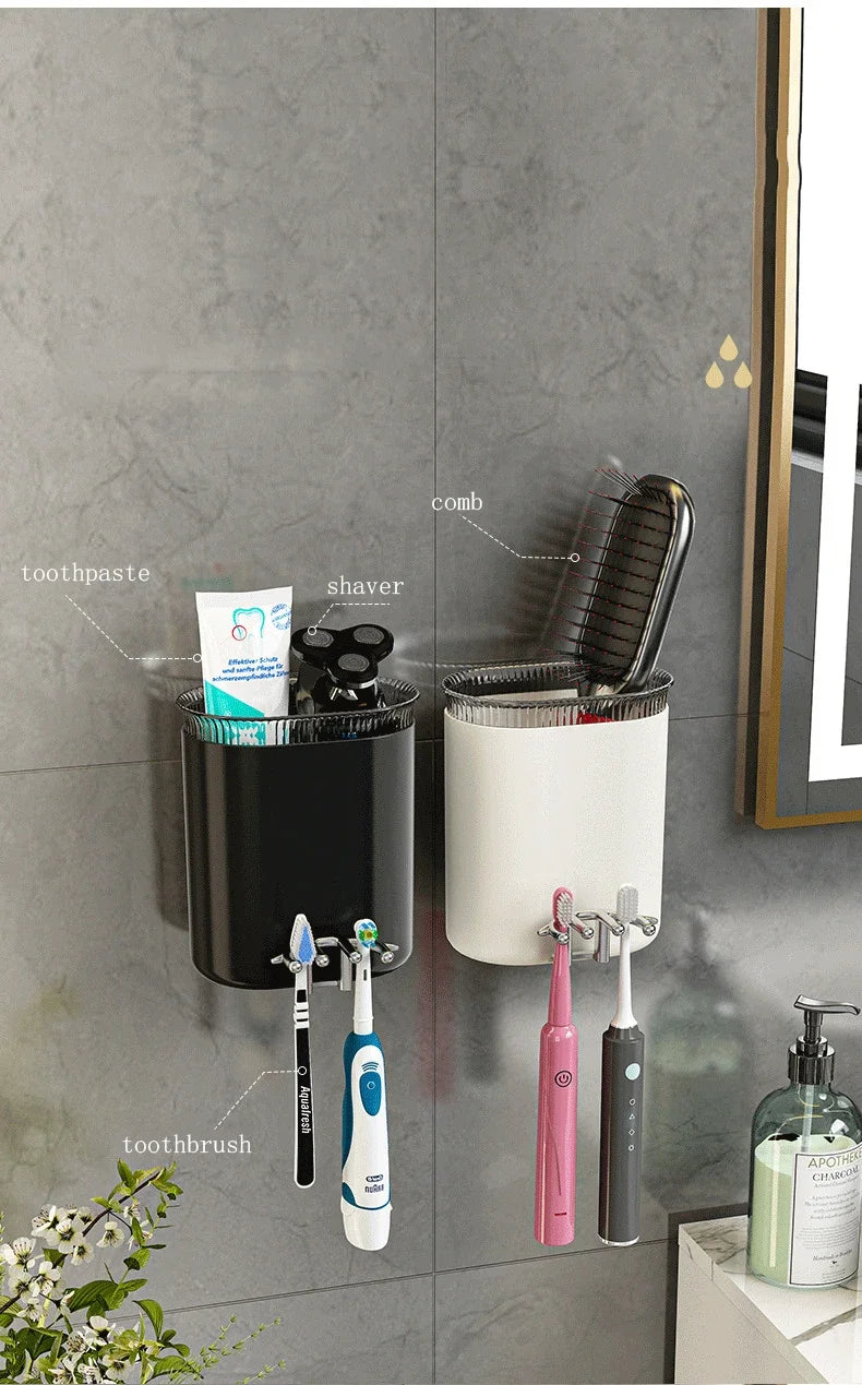 Washing Cup Toothbrush Holder Wall Mounted Toothpaste Shaver Storage Multifunctional Household Bathroom Accessories Storage Rack