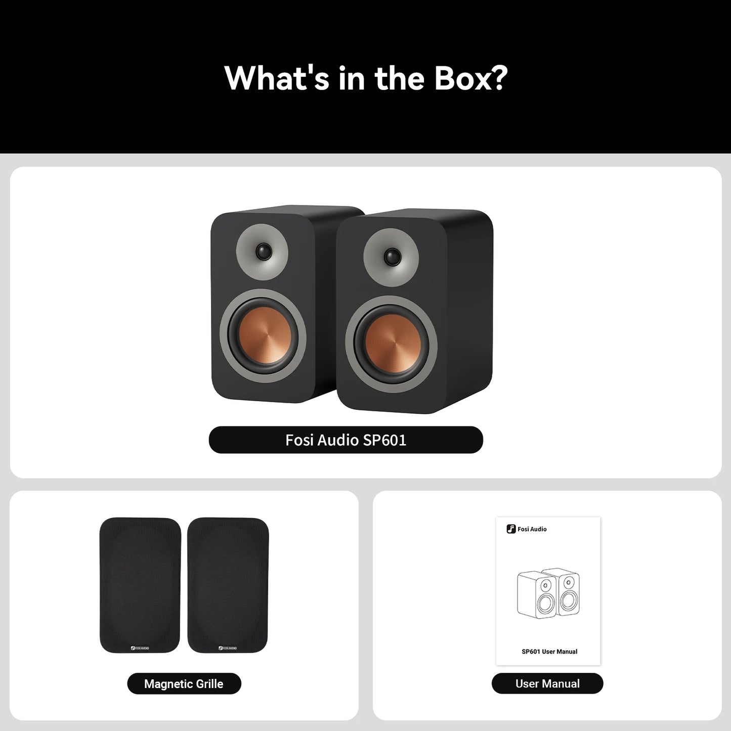 Fosi Audio SP601 6Ω 160W Bookshelf Speaker Hi-Fi Audio for Home Theater ，Desktop Computer