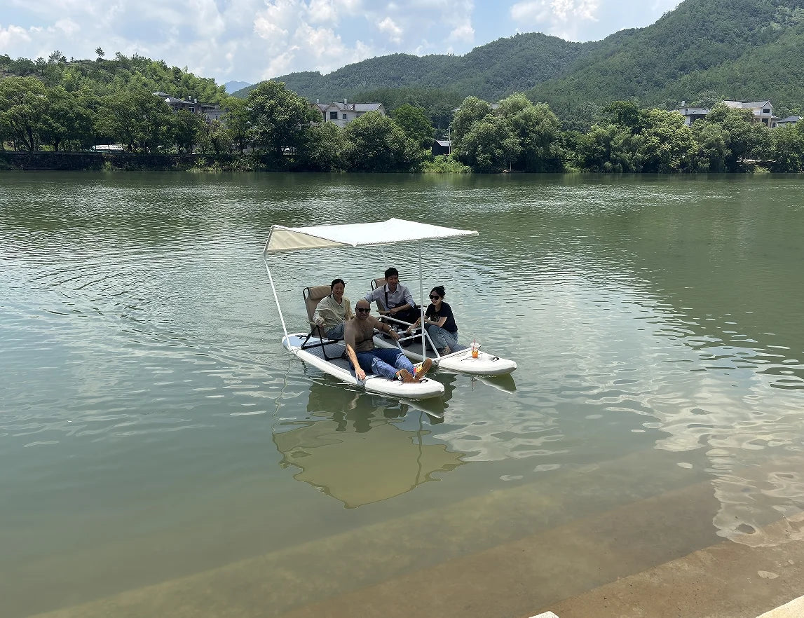 PVC Inflatable Electric Catamaran Boat 2 Person Yacht with Motor Water Amusement Fishing Boat for Sightseeing Cruising