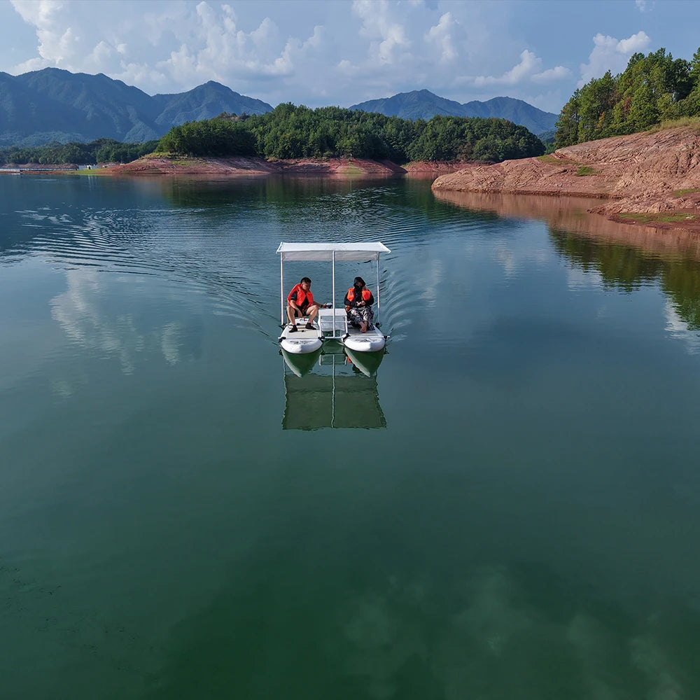 Outdoor DWF Luxury Floating Electric Catamaran Inflatable Boat with Motor for Home Residential or School Use
