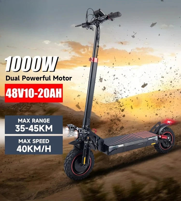 T4 500W High Power Dual Motor Adjustable Height Off-road Folding Adult Electric Scooter