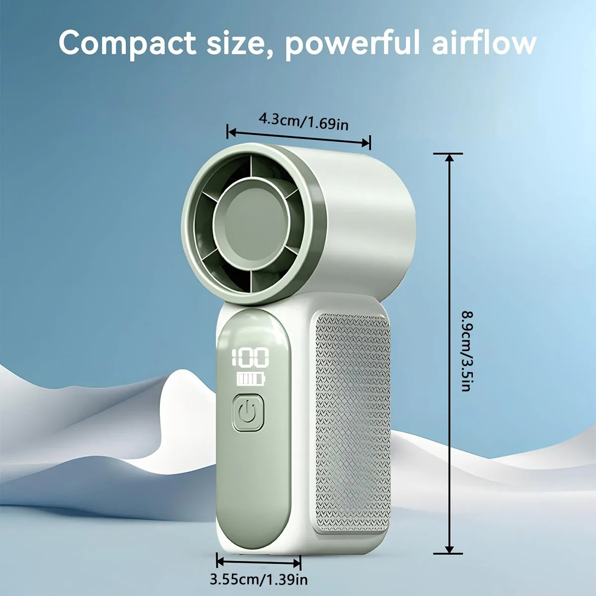 Mini Handheld Fan - Portable Turbo Fan with 100 Wind Speed, 1200mAh & Type-C, - Cooling Blower，Travel,R Cooling Device Vibely Store