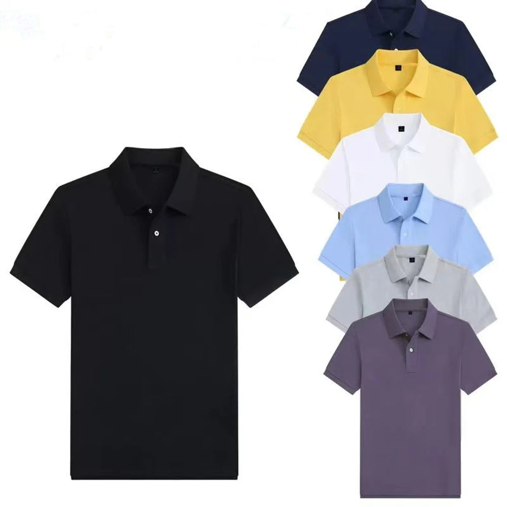 Men's Summer Business Casual Polo Shirt Short Sleeve Breathable T-Shirt Comfortable Lightweight Fashion Top