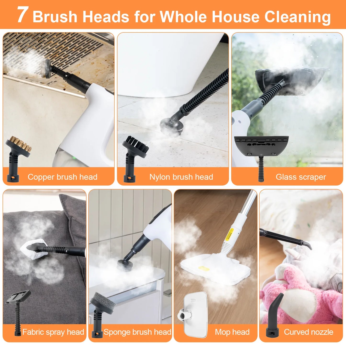 New Electric Steam Cleaner High-Power Multifunctional Handheld Steam Mop for Household Use 8 in 1 High-temperature Steam Cleaner