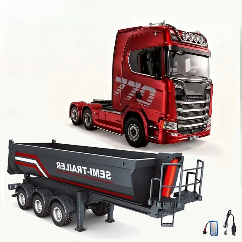 Huina New Model 1501+1509 770s RC Heavy-duty Truck Trailer Model Tractor High-end Toy Children's Adult Gift