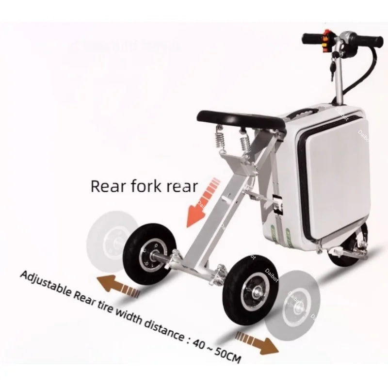 Mini Luggage 3 Wheel Electric Scooter Folding With Storage For Elderly 300W Adult Mobility Scooter Lightweight Removable Battery