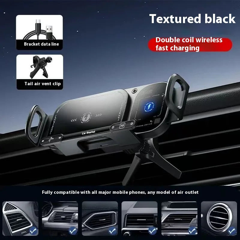 2IN1 Car Wireless Charger Phone Holder Touch Rotate Stand for Samsung Galaxy Fold 6 5 4 3 Z Flip iphone 16 15 14 13 12 11Pro Max