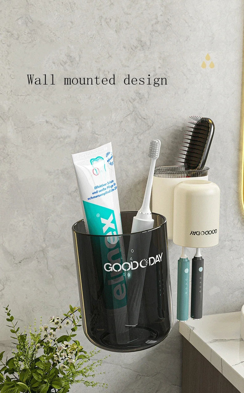 Washing Cup Toothbrush Holder Wall Mounted Toothpaste Shaver Storage Multifunctional Household Bathroom Accessories Storage Rack