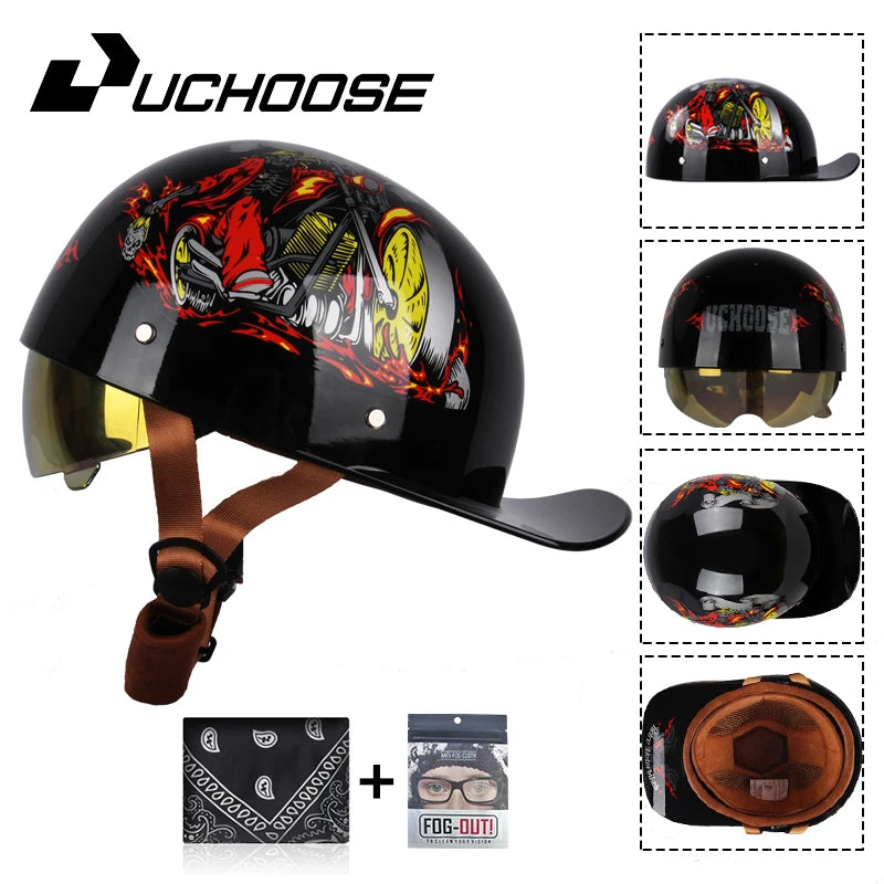 2024 Adult Open Face Summer Retro Riding Bicycles Vintage Half Helmet Baseball Cap Helmets Children Riding Motocross Men Women