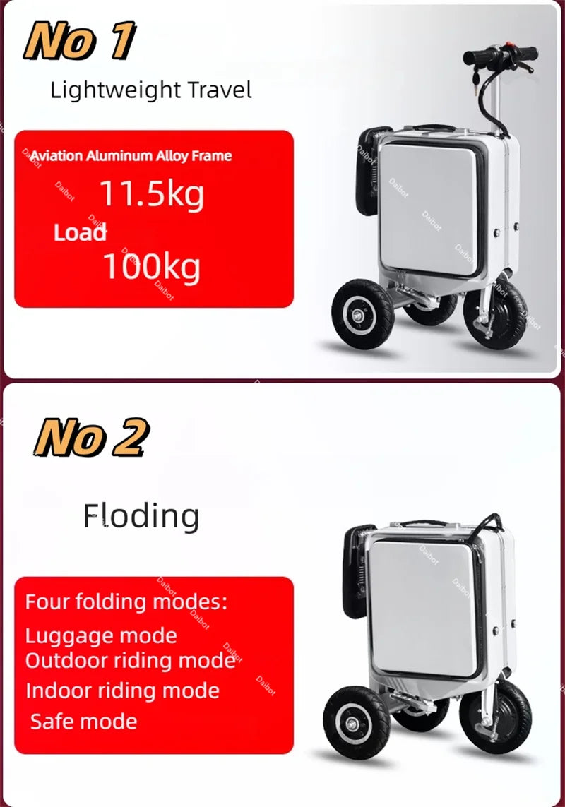 Mini Luggage 3 Wheel Electric Scooter Folding With Storage For Elderly 300W Adult Mobility Scooter Lightweight Removable Battery