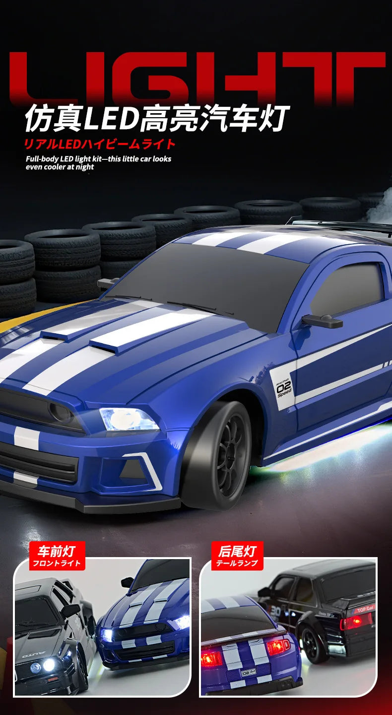 1:24 RC Drift Car 4WD Remote Control Car with Classic LED Lights High Speed Rechargeable Racing Sport Toy for Boys and Adults