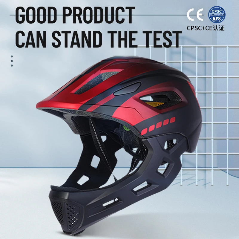 Eastinear Children's Bicycle Helmet LED Lightweight Adjustable Skateboard Roller Skating Full Face Detachable Riding Helmet
