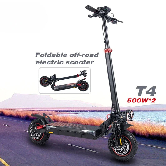 T4 500W High Power Dual Motor Adjustable Height Off-road Folding Adult Electric Scooter