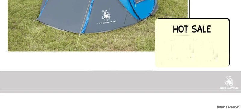 HUI LING YANG 3-4Persons Pop Up Throw Tent Automatic Waterproof Large Space Family Outdoor Camping Portable Tourist Pergola