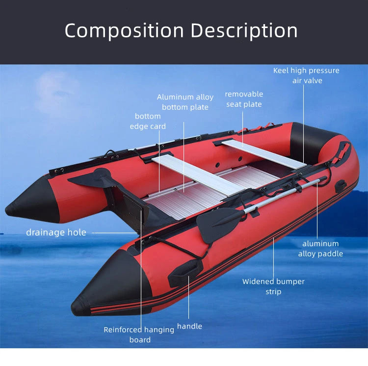 3.3m Inflatable Kayak PVC Speedboat Fishing Canoe Fishing Boat Aluminum Alloy Bottom