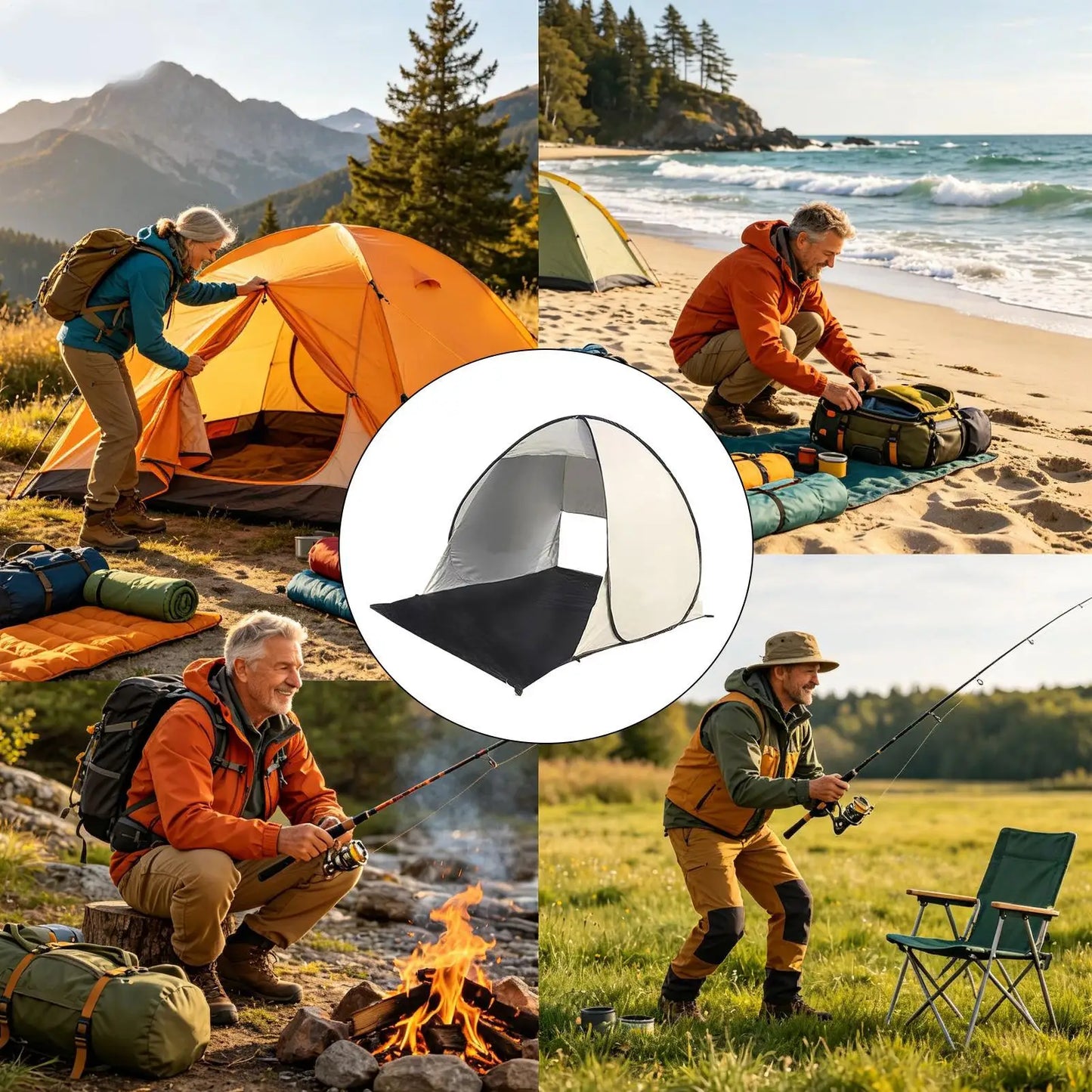 Portable Beach Shade Breathable Portable Sun Shelter Canopy Automatic Fold Up Tent For 2-3 Person Girls Family Outing Fishing