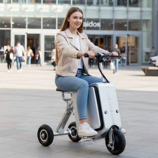 Folding Luggage Parent Child Electric Scooter For Adults With Seat 300W 36V Travel Lightweight Mobility Scooter For Elderly