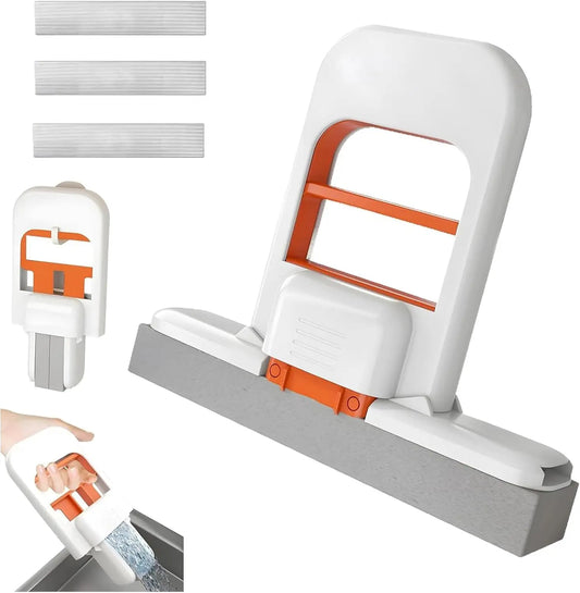 Mini foldable desktop mop, portable cleaning sponge mop, handheld self squeezing sponge cleaning tool, glass cleaning mop