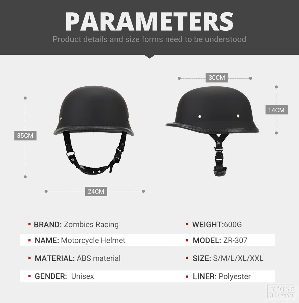 Motorcycle Half Helmet German Leather Vintage Helmet Casco Moto Motorcycle Open Face Helmet Biker Pilot DOT Certification S-XXL