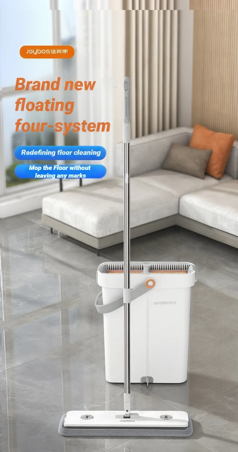 JOYBOS Floor Flat Spin Mop Set With Bucket 360 Rotating Hand-Free  33cm Washing and Squeeze For Home Toilet Bathroom Cleaner Mop