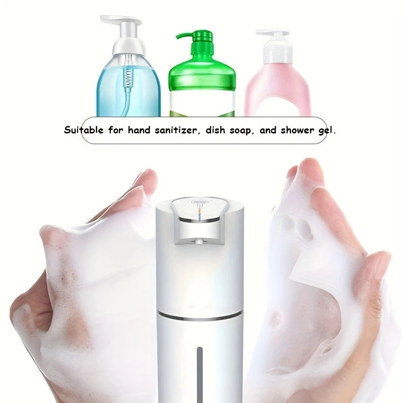 350ml Smart Sensor Touchless Foam Soap Dispenser, USB Rechargeable Wall-Mounted 3-Level Adjustable Pump for Bathroom Kitchen Dis