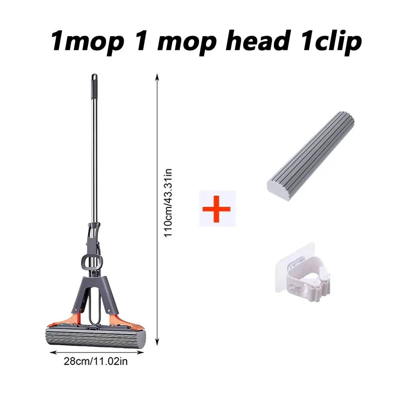 Floor Roller Mop PVA Sponge Floor Squeeze Mop For Cleaning Efficient Cleaning Absorbent Sponge Mop For Hardwood Tile Marble