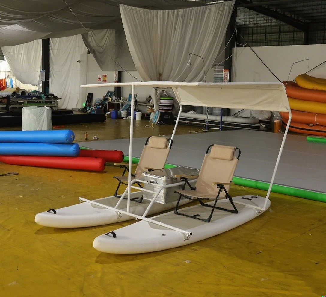 PVC Inflatable Electric Catamaran Boat 2 Person Yacht with Motor Water Amusement Fishing Boat for Sightseeing Cruising