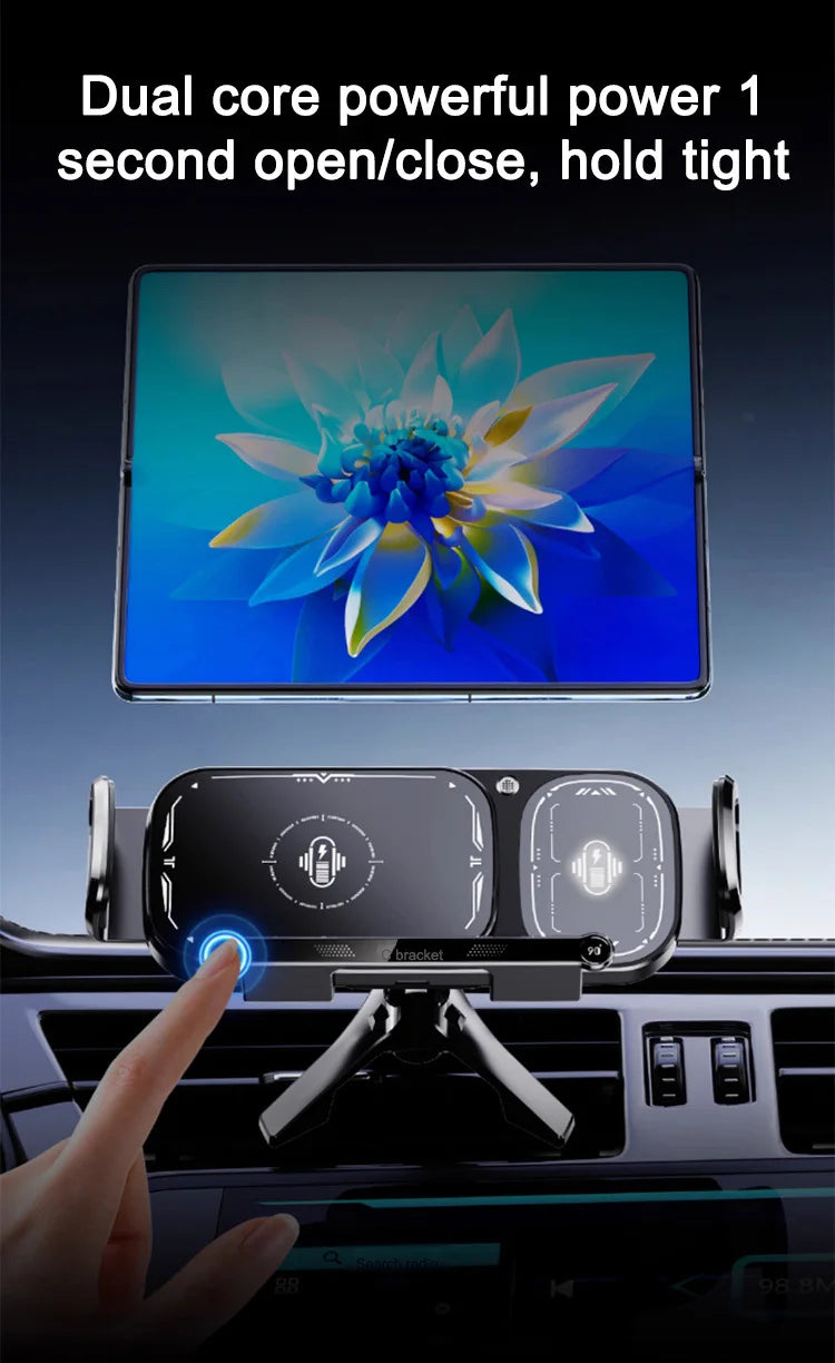 Wireless charging folding car large screen cell phone holder fast charging car navigation bracket