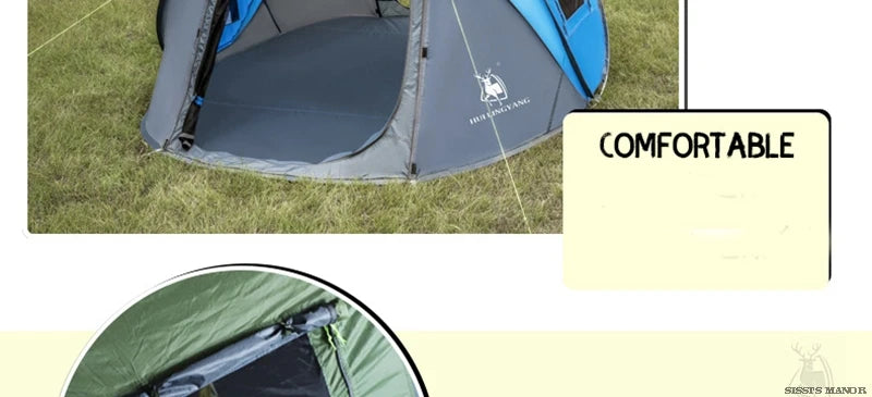 HUI LING YANG 3-4Persons Pop Up Throw Tent Automatic Waterproof Large Space Family Outdoor Camping Portable Tourist Pergola