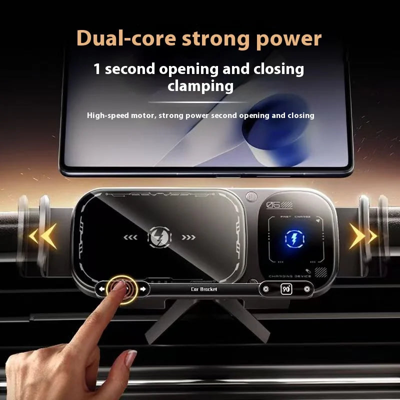 2IN1 Car Wireless Charger Phone Holder Touch Rotate Stand for Samsung Galaxy Fold 6 5 4 3 Z Flip iphone 16 15 14 13 12 11Pro Max