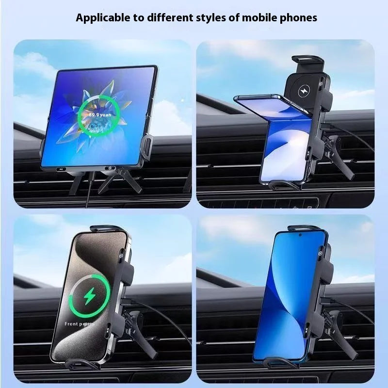 2IN1 Car Wireless Charger Phone Holder Touch Rotate Stand for Samsung Galaxy Fold 6 5 4 3 Z Flip iphone 16 15 14 13 12 11Pro Max