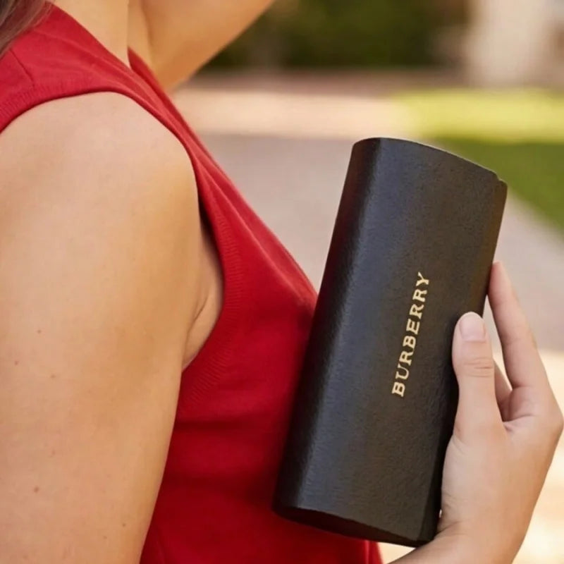 BURBERRY Luxury Leather Glasses Case Hard Shell Fashion Protective Eyewear Storage Box Women Fashion Accessories Gift For Her