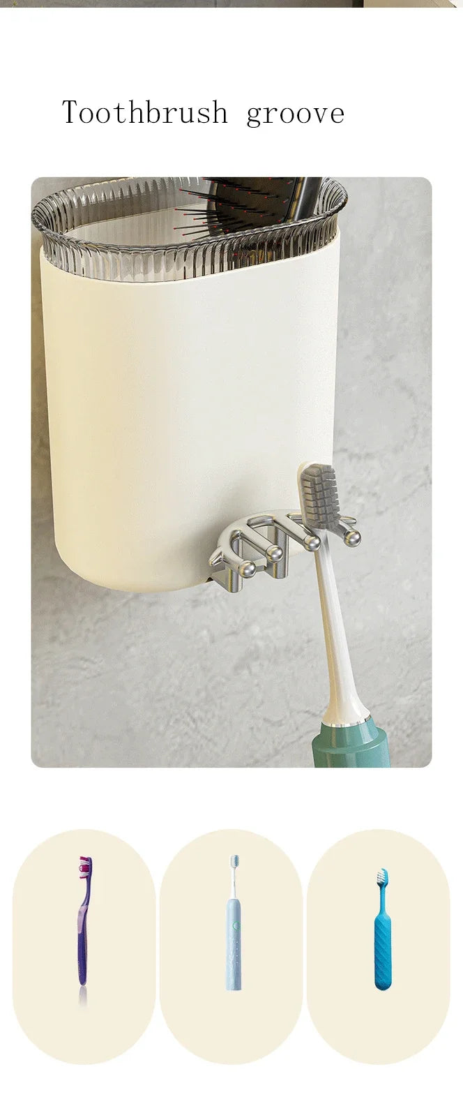 Washing Cup Toothbrush Holder Wall Mounted Toothpaste Shaver Storage Multifunctional Household Bathroom Accessories Storage Rack
