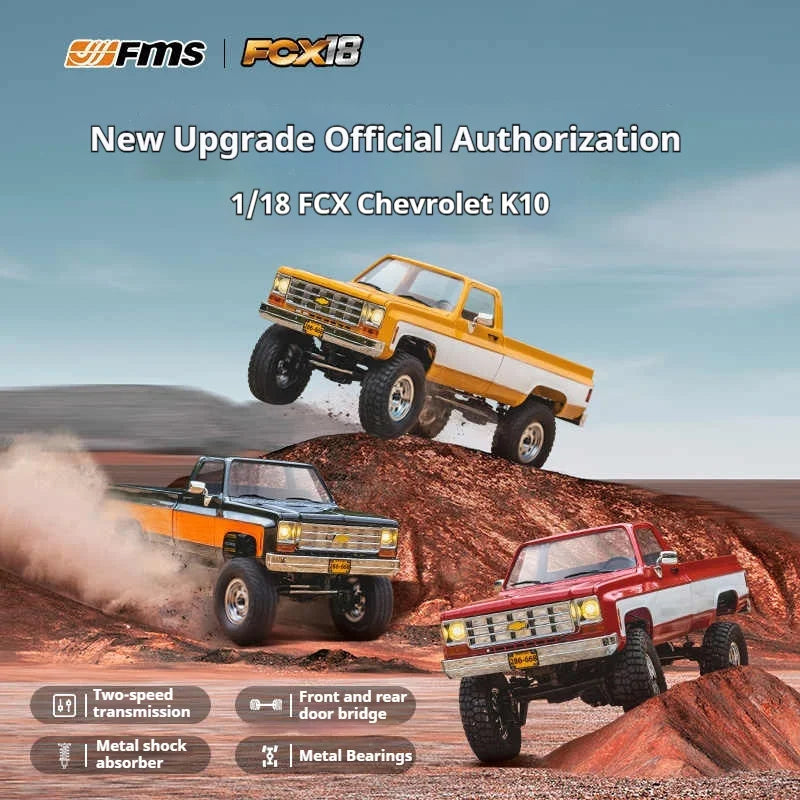 FMS FCX18 1:18 Chevrolet K10 Pickup Truck Officially Authorized Classic Retro Off-road Climbing RC Car Model RTR Vibely Store