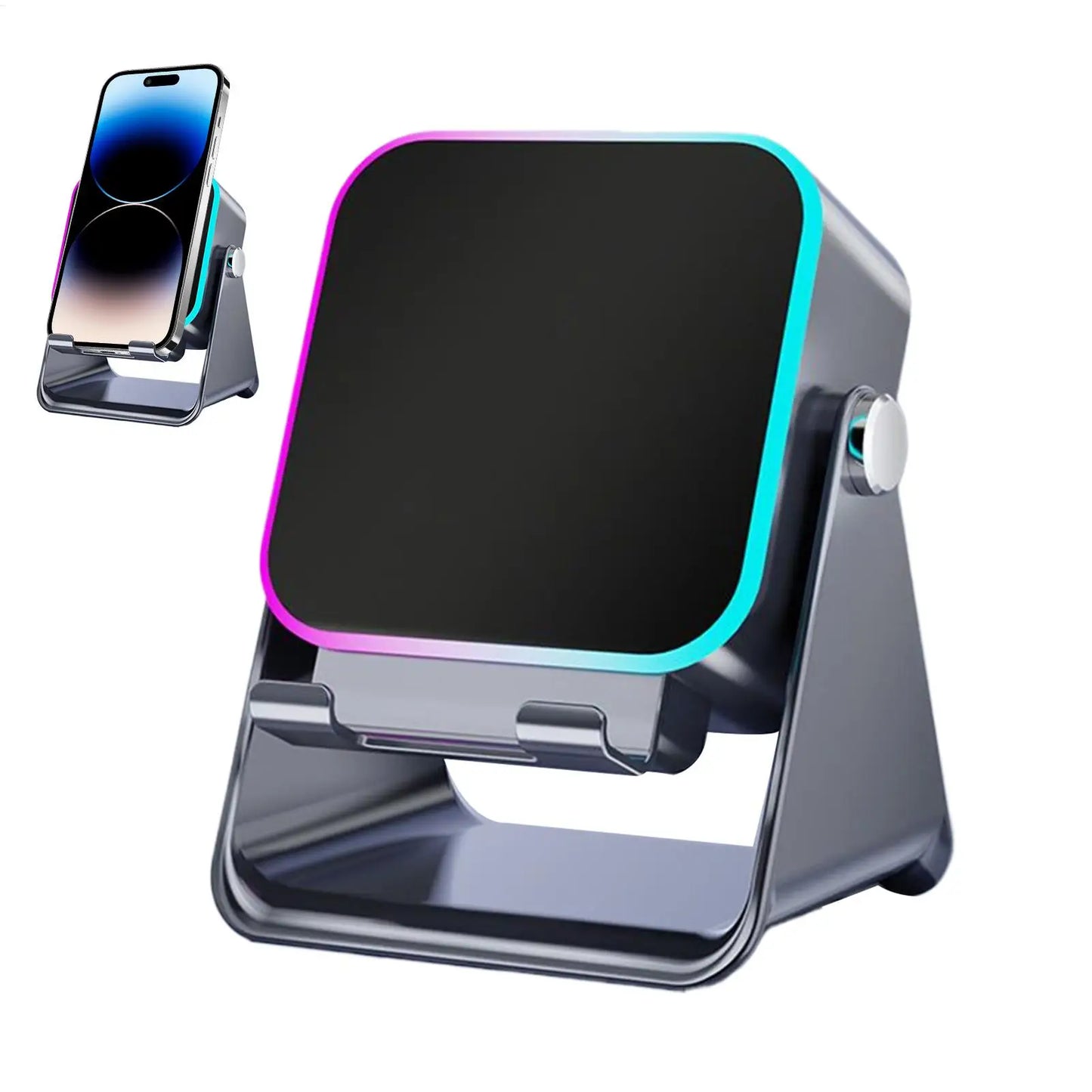 5 In 1 Auto-induction Wireless Induction Speaker 8 Mode RGB Light Phone Stand Surround Sound Portable Phone Holder