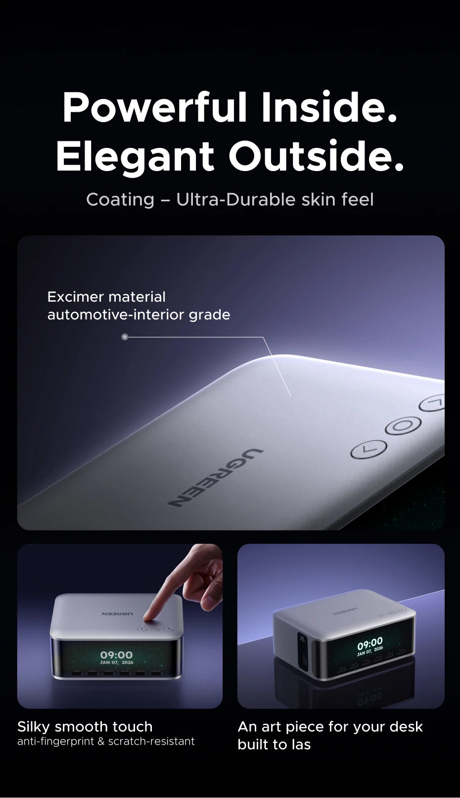 UGREEN 300W GaN Charger With Smart Display AVS PD 3.1 7 IN 1 Desktop Charging Station For MacBook Pro Laptop iPhone Samsung iPad