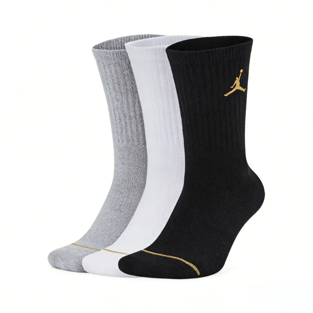 Nike (NIKE) 3-Pack Socks for Men and Women: Air Jordan Training Breathable Casual Socks, Mid-Calf Sports Socks SX5545-019