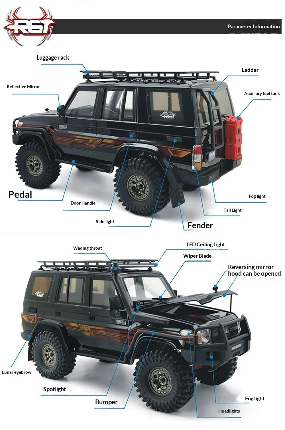 RGT RC Crawler EX86190 LC76 1 10 Scale Electric Four Wheel Drive All Terrain Professional Off Road Car Adult Outdoor Hobby