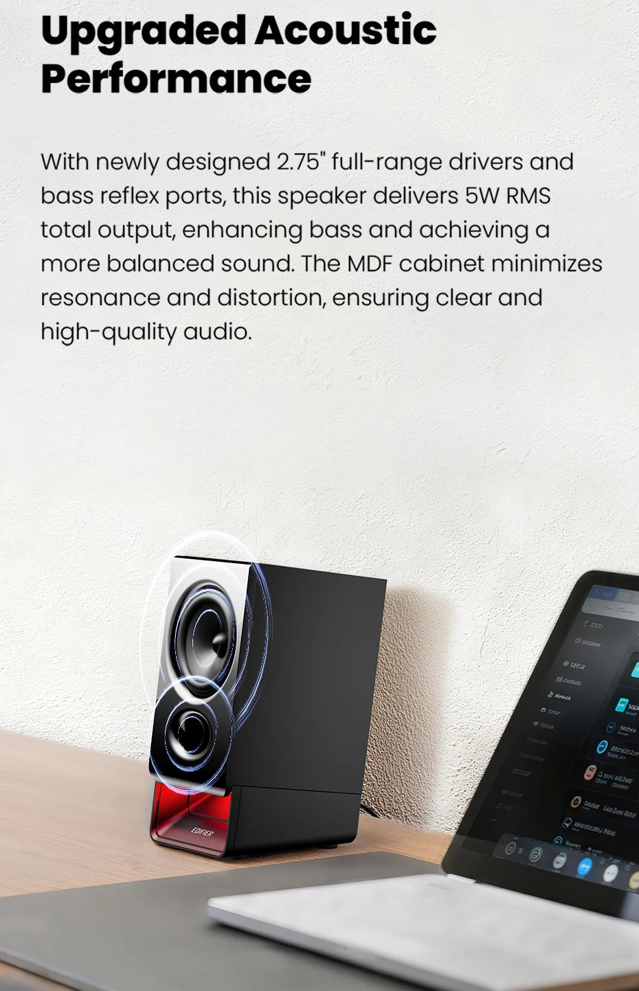 Edifier R20BT Computer Speakers With Light Effects Bluetooth 6.0 USB-C AUX Inputs