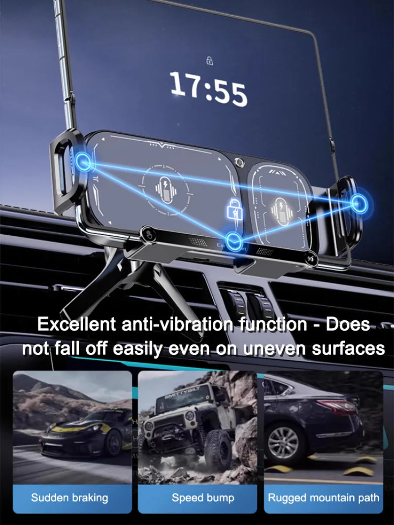 Wireless charging folding car large screen cell phone holder fast charging car navigation bracket