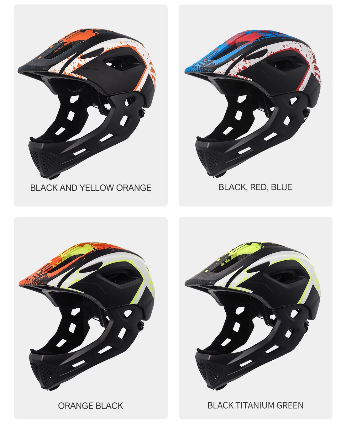 Eastinear Children's Bicycle Helmet LED Lightweight Adjustable Skateboard Roller Skating Full Face Detachable Riding Helmet